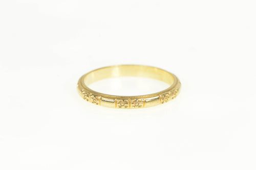 14K Ornate Blossom Pattern Wedding Band Ring Yellow Gold