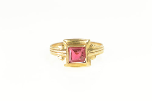 10K Victorian Ornate Princess Syn. Ruby Statement Ring Yellow Gold
