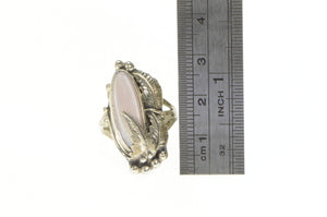 Sterling Silver Native American Mother of Pearl Feather Leaf Ring