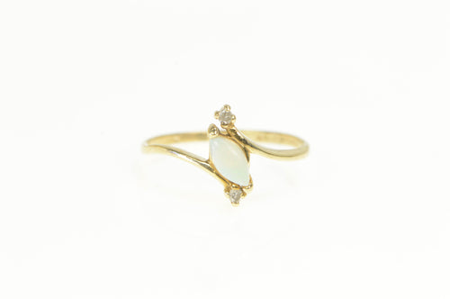 10K Marquise Opal Diamond Accent Bypass Ring Yellow Gold