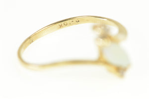 10K Marquise Opal Diamond Accent Bypass Ring Yellow Gold