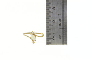 10K Marquise Opal Diamond Accent Bypass Ring Yellow Gold