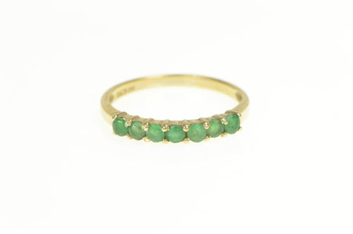 10K Classic Simple Natural Emerald Wedding Band Ring Yellow Gold