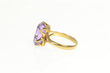 Load image into Gallery viewer, 14K Arts &amp; Crafts Emerald Cut Amethyst Statement Ring Yellow Gold
