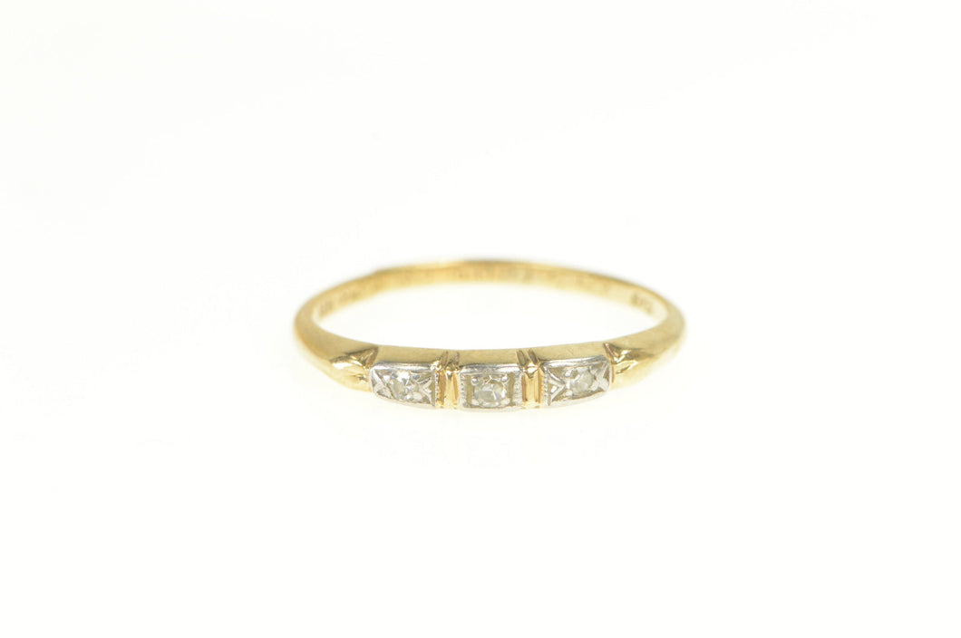 14K 1940's Diamond Classic Wedding Band Ring Yellow Gold