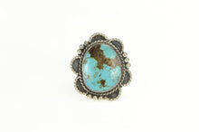 Load image into Gallery viewer, Sterling Silver Navajo Ornate Turquoise Native American Ring