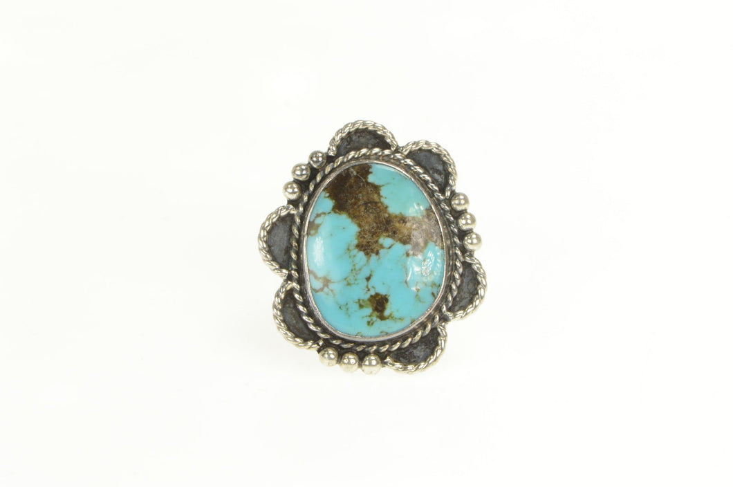 Sterling Silver Navajo Ornate Turquoise Native American Ring