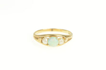 Load image into Gallery viewer, 10K Pearl Opal Three Stone Statement Ring Yellow Gold