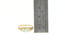 Load image into Gallery viewer, 10K Pearl Opal Three Stone Statement Ring Yellow Gold