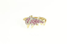 Load image into Gallery viewer, 14K Pave Ruby Encrusted Dolphin Statement Ring Yellow Gold