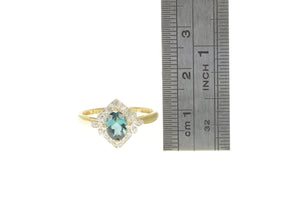 14K Tourmaline Diamond Halo Engagement Ring Yellow Gold