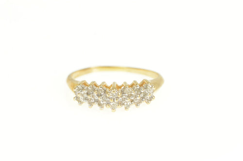 10K Squared Diamond Cluster Statement Band Ring Yellow Gold