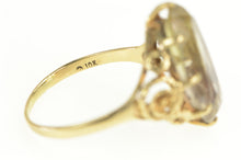 Load image into Gallery viewer, 10K Oval Smoky Quartz Flower Accent Cocktail Ring Yellow Gold