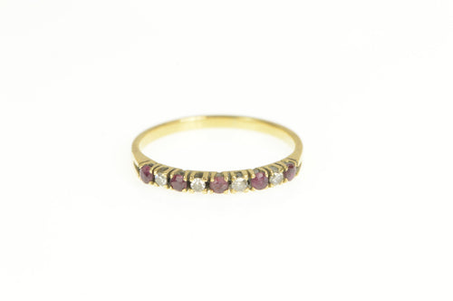 14K Ruby Diamond Inset Stackable Wedding Band Ring Yellow Gold