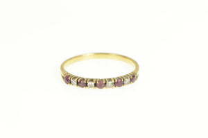 14K Ruby Diamond Inset Stackable Wedding Band Ring Yellow Gold