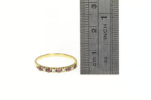 Load image into Gallery viewer, 14K Ruby Diamond Inset Stackable Wedding Band Ring Yellow Gold