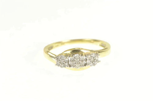 10K Diamond Flower Cluster Bypass Promise Ring Yellow Gold