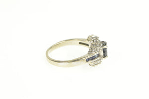 10K Oval Sapphire Diamond Bypass Engagement Ring White Gold