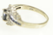 Load image into Gallery viewer, 10K Oval Sapphire Diamond Bypass Engagement Ring White Gold