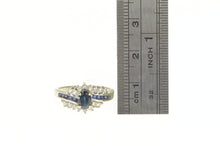 Load image into Gallery viewer, 10K Oval Sapphire Diamond Bypass Engagement Ring White Gold