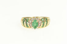 Load image into Gallery viewer, 14K Emerald Diamond Accent Halo Engagement Ring Yellow Gold