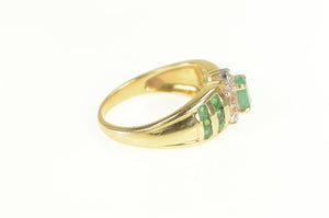 14K Emerald Diamond Accent Halo Engagement Ring Yellow Gold