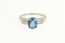 Load image into Gallery viewer, 14K Oval London Blue Topaz Diamond Engagement Ring White Gold