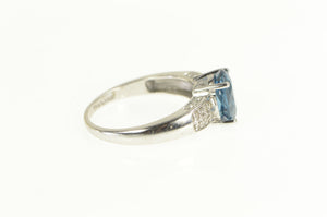 14K Oval London Blue Topaz Diamond Engagement Ring White Gold