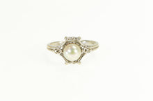 Load image into Gallery viewer, 14K Pearl Diamond Accent Classic Statement Ring White Gold