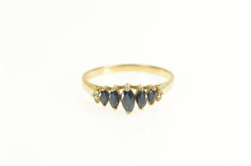 14K Marquise Sapphire Diamond Accent Statement Ring Yellow Gold
