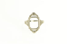 Load image into Gallery viewer, 14K Art Deco Ornate Filigree Setting 9.25x7.75mm Ring White Gold