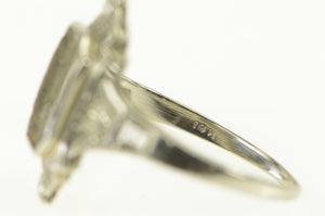 14K Art Deco Ornate Filigree Setting 9.25x7.75mm Ring White Gold