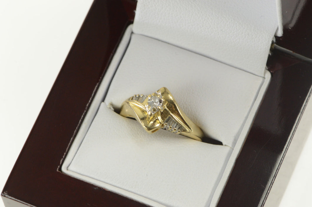 14K 0.15 Ctw Marquise Diamond Bypass Promise Ring Yellow Gold