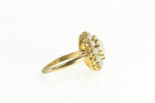 Load image into Gallery viewer, 14K Victorian Oval Natural Opal Halo Cocktail Ring Yellow Gold