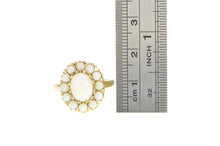 Load image into Gallery viewer, 14K Victorian Oval Natural Opal Halo Cocktail Ring Yellow Gold