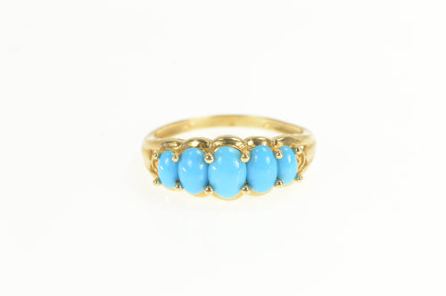 10K Five Stone Turquoise Graduated Statement Ring Yellow Gold