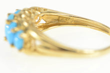 Load image into Gallery viewer, 10K Five Stone Turquoise Graduated Statement Ring Yellow Gold