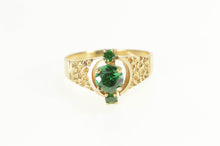 Load image into Gallery viewer, 10K 1950&#39;s Sim. Emerald Geometric Textured Ring Yellow Gold