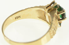 Load image into Gallery viewer, 10K 1950&#39;s Sim. Emerald Geometric Textured Ring Yellow Gold