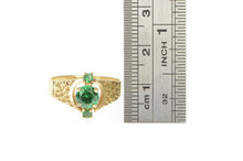 Load image into Gallery viewer, 10K 1950&#39;s Sim. Emerald Geometric Textured Ring Yellow Gold