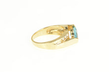 Load image into Gallery viewer, 14K Oval Blue Topaz Diamond Ornate Bypass Ring Yellow Gold