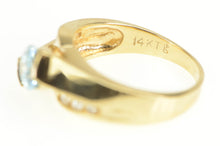 Load image into Gallery viewer, 14K Oval Blue Topaz Diamond Ornate Bypass Ring Yellow Gold