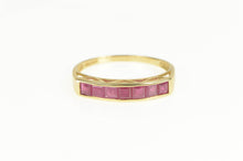 Load image into Gallery viewer, 14K Squared Princess Cut Ruby Stackable Band Ring Yellow Gold