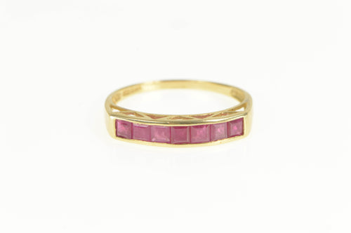 14K Squared Princess Cut Ruby Stackable Band Ring Yellow Gold