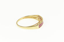 Load image into Gallery viewer, 14K Squared Princess Cut Ruby Stackable Band Ring Yellow Gold