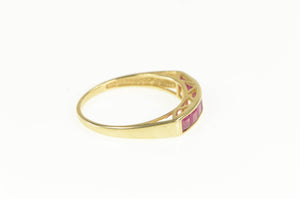 14K Squared Princess Cut Ruby Stackable Band Ring Yellow Gold