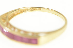 14K Squared Princess Cut Ruby Stackable Band Ring Yellow Gold