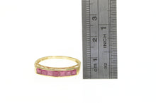 Load image into Gallery viewer, 14K Squared Princess Cut Ruby Stackable Band Ring Yellow Gold