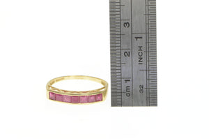 14K Squared Princess Cut Ruby Stackable Band Ring Yellow Gold
