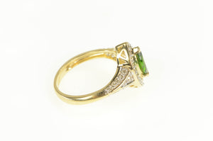 14K Marquise Tsavorite Diamond Halo Engagement Ring Yellow Gold